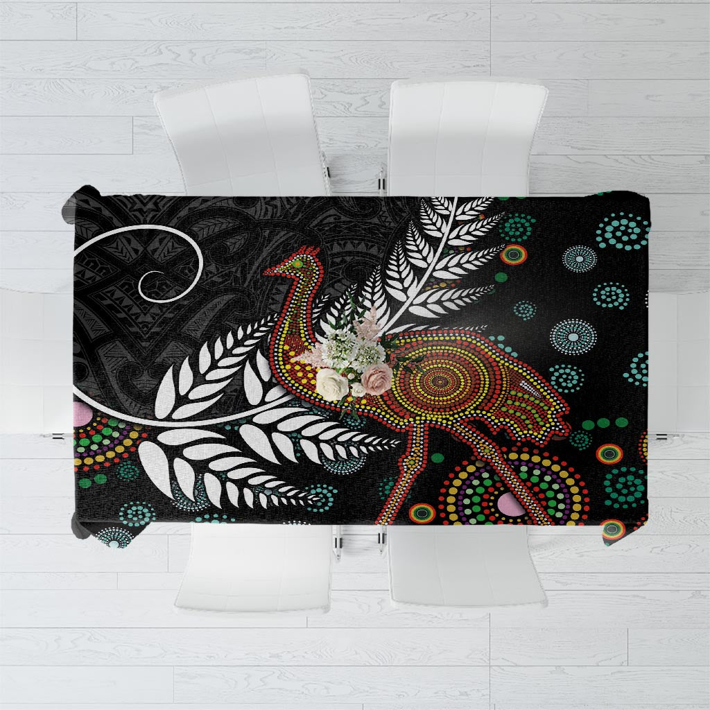 New Zealand Fern and Australia Emu Tablecloth Aboriginal Mix Maori Pattern