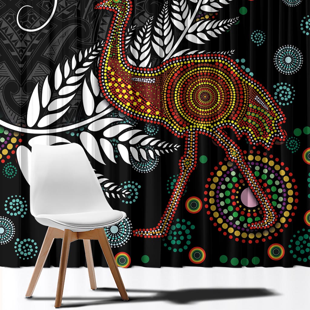 New Zealand Fern and Australia Emu Window Curtain Aboriginal Mix Maori Pattern LT03 - Polynesian Pride