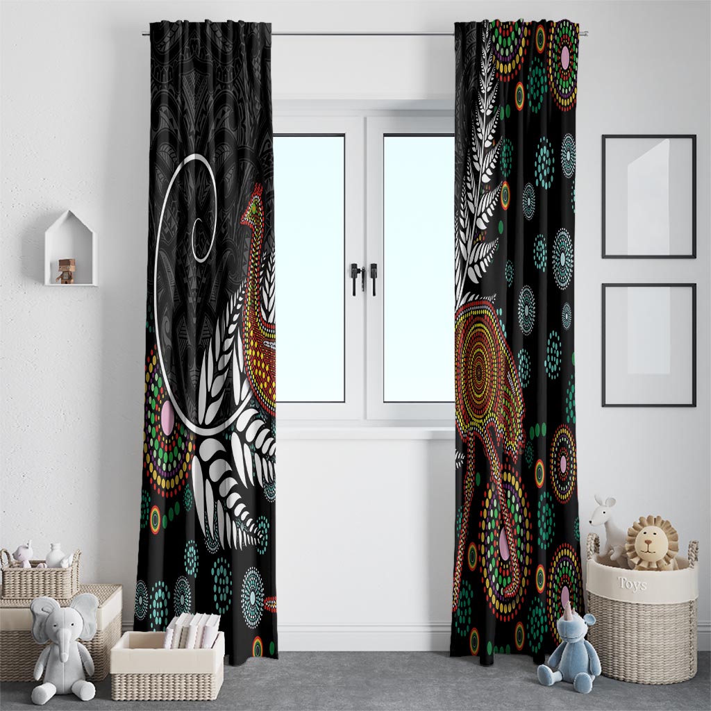 New Zealand Fern and Australia Emu Window Curtain Aboriginal Mix Maori Pattern LT03 - Polynesian Pride