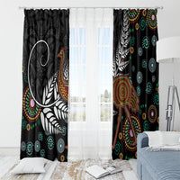 New Zealand Fern and Australia Emu Window Curtain Aboriginal Mix Maori Pattern LT03 - Polynesian Pride