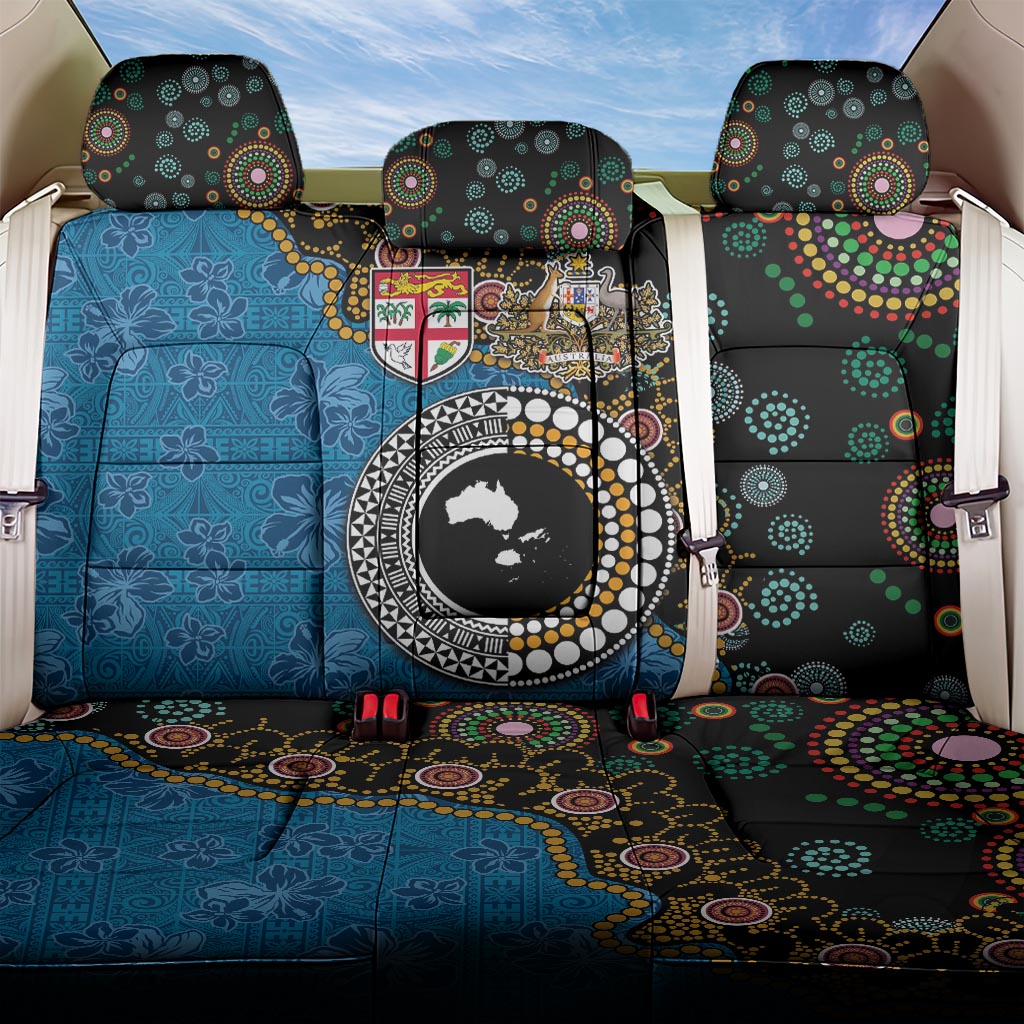 Fiji Palm Tree and Australia Kangaroo Back Car Seat Cover Aboriginal Mix Tapa Pattern