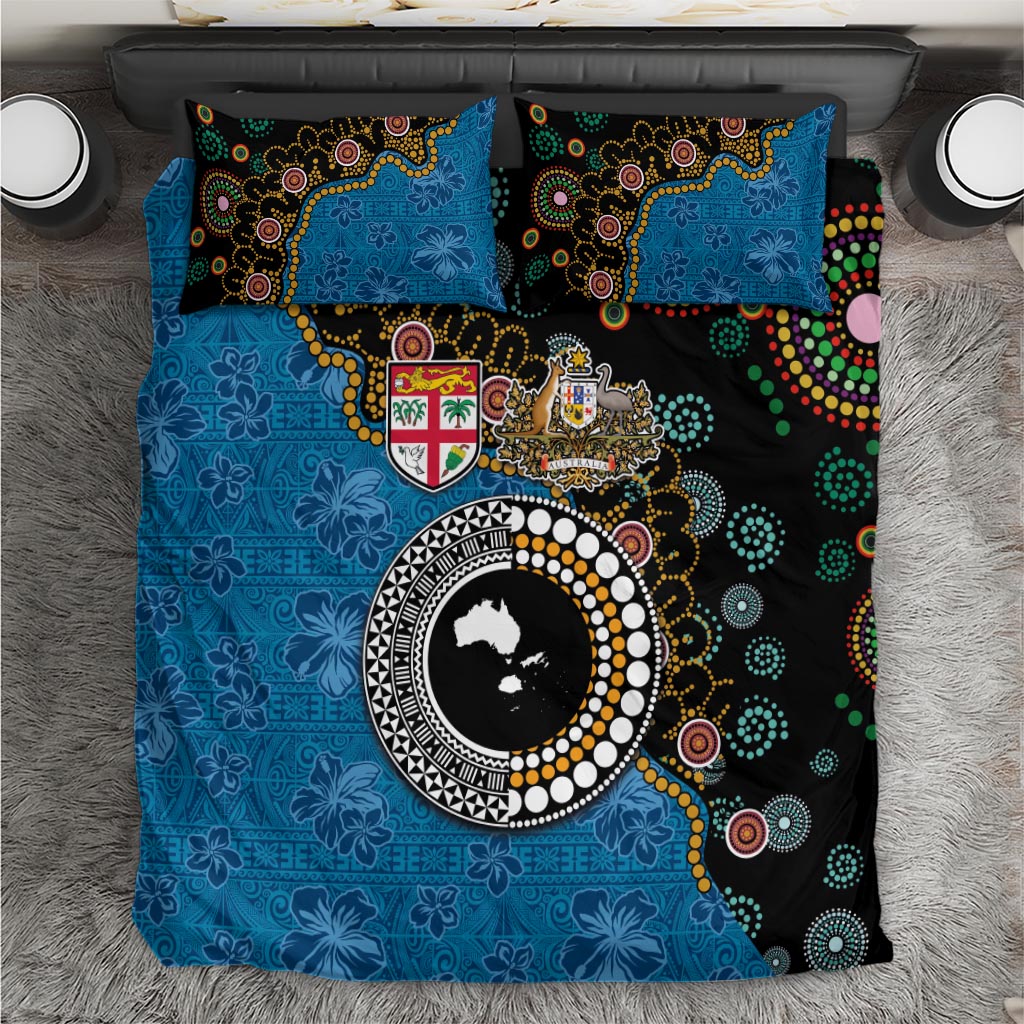 Fiji Palm Tree and Australia Kangaroo Bedding Set Aboriginal Mix Tapa Pattern