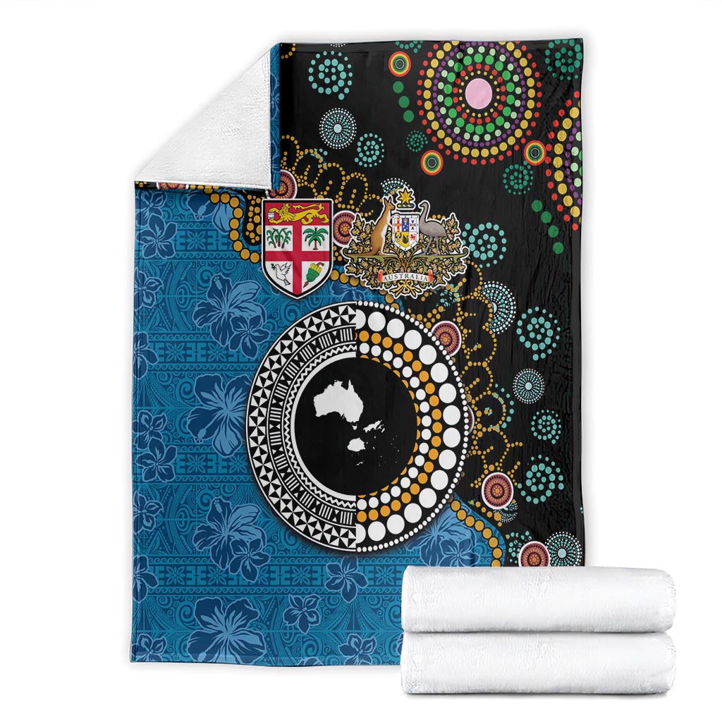 Fiji Palm Tree and Australia Kangaroo Blanket Aboriginal Mix Tapa Pattern