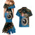 Fiji Palm Tree and Australia Kangaroo Couples Matching Mermaid Dress and Hawaiian Shirt Aboriginal Mix Tapa Pattern