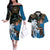 Fiji Palm Tree and Australia Kangaroo Couples Matching Off The Shoulder Long Sleeve Dress and Hawaiian Shirt Aboriginal Mix Tapa Pattern