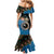 Fiji Palm Tree and Australia Kangaroo Family Matching Mermaid Dress and Hawaiian Shirt Aboriginal Mix Tapa Pattern