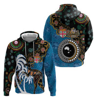 Fiji Palm Tree and Australia Kangaroo Hoodie Aboriginal Mix Tapa Pattern