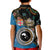 Fiji Palm Tree and Australia Kangaroo Kid Polo Shirt Aboriginal Mix Tapa Pattern