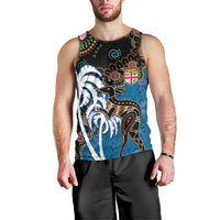 Fiji Palm Tree and Australia Kangaroo Men Tank Top Aboriginal Mix Tapa Pattern