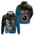 Fiji Palm Tree and Australia Kangaroo Zip Hoodie Aboriginal Mix Tapa Pattern