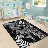 Aotearoa Maori Sea Animals Tribal Area Rug Manta Ray and Shark Moko Pattern Black Color LT03 - Polynesian Pride