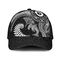 Aotearoa Maori Sea Animals Tribal Classic Cap Manta Ray and Shark Moko Pattern Black Color