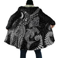 Aotearoa Maori Sea Animals Tribal Cloak Manta Ray and Shark Moko Pattern Black Color LT03 - Polynesian Pride