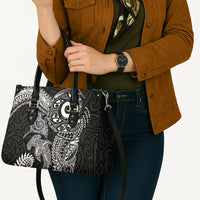 Aotearoa Maori Sea Animals Tribal Leather Bag Manta Ray and Shark Moko Pattern Black Color LT03 - Polynesian Pride