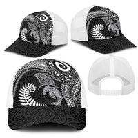 Aotearoa Maori Sea Animals Tribal Mesh Trucker Cap Manta Ray and Shark Moko Pattern Black Color LT03 - Polynesian Pride