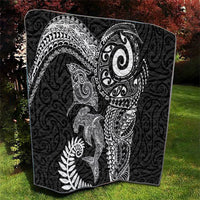 Aotearoa Maori Sea Animals Tribal Quilt Manta Ray and Shark Moko Pattern Black Color LT03 - Polynesian Pride