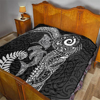 Aotearoa Maori Sea Animals Tribal Quilt Manta Ray and Shark Moko Pattern Black Color LT03 - Polynesian Pride