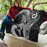 Aotearoa Maori Sea Animals Tribal Quilt Manta Ray and Shark Moko Pattern Black Color LT03 - Polynesian Pride
