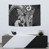 Aotearoa Maori Sea Animals Tribal Tapestry Manta Ray and Shark Moko Pattern Black Color LT03 - Polynesian Pride