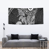 Aotearoa Maori Sea Animals Tribal Tapestry Manta Ray and Shark Moko Pattern Black Color LT03 - Polynesian Pride