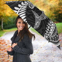 Aotearoa Maori Sea Animals Tribal Umbrella Manta Ray and Shark Moko Pattern Black Color LT03 - Polynesian Pride