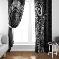 Aotearoa Maori Sea Animals Tribal Window Curtain Manta Ray and Shark Moko Pattern Black Color LT03 - Polynesian Pride