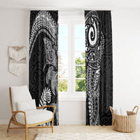 Aotearoa Maori Sea Animals Tribal Window Curtain Manta Ray and Shark Moko Pattern Black Color LT03 - Polynesian Pride