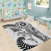 Aotearoa Maori Sea Animals Tribal Area Rug Manta Ray and Shark Moko Pattern White Color LT03 - Polynesian Pride