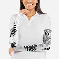 Aotearoa Maori Sea Animals Tribal Arm Sleeves Manta Ray and Shark Moko Pattern White Color LT03 - Polynesian Pride