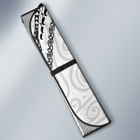 Aotearoa Maori Sea Animals Tribal Auto Sun Shade Manta Ray and Shark Moko Pattern White Color LT03 - Polynesian Pride