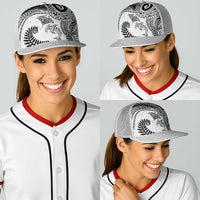 Aotearoa Maori Sea Animals Tribal Baseball Net Cap Manta Ray and Shark Moko Pattern White Color