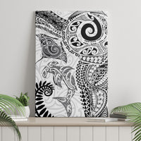 Aotearoa Maori Sea Animals Tribal Canvas Wall Art Manta Ray and Shark Moko Pattern White Color LT03 - Polynesian Pride