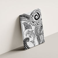 Aotearoa Maori Sea Animals Tribal Canvas Wall Art Manta Ray and Shark Moko Pattern White Color LT03 - Polynesian Pride