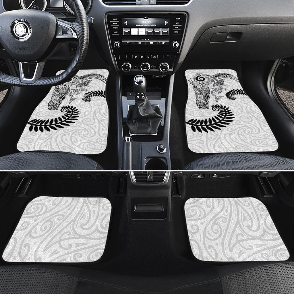 Aotearoa Maori Sea Animals Tribal Car Mats Manta Ray and Shark Moko Pattern White Color LT03 Set 4pcs White - Polynesian Pride