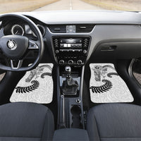 Aotearoa Maori Sea Animals Tribal Car Mats Manta Ray and Shark Moko Pattern White Color LT03 Set 2pcs - Front White - Polynesian Pride