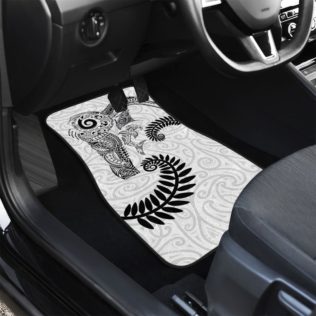 Aotearoa Maori Sea Animals Tribal Car Mats Manta Ray and Shark Moko Pattern White Color LT03 - Polynesian Pride