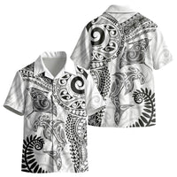 Aotearoa Maori Sea Animals Tribal Kid Hawaiian Shirt Manta Ray and Shark Moko Pattern White Color LT03 - Polynesian Pride