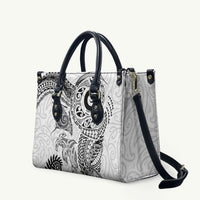 Aotearoa Maori Sea Animals Tribal Leather Bag Manta Ray and Shark Moko Pattern White Color LT03 White - Polynesian Pride
