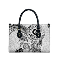 Aotearoa Maori Sea Animals Tribal Leather Bag Manta Ray and Shark Moko Pattern White Color LT03 - Polynesian Pride