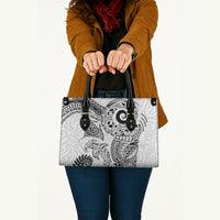Aotearoa Maori Sea Animals Tribal Leather Bag Manta Ray and Shark Moko Pattern White Color LT03 - Polynesian Pride