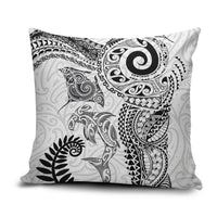 Aotearoa Maori Sea Animals Tribal Pillow Cover Manta Ray and Shark Moko Pattern White Color LT03 White - Polynesian Pride