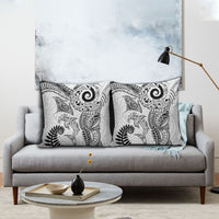 Aotearoa Maori Sea Animals Tribal Pillow Cover Manta Ray and Shark Moko Pattern White Color LT03 - Polynesian Pride