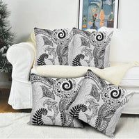 Aotearoa Maori Sea Animals Tribal Pillow Cover Manta Ray and Shark Moko Pattern White Color LT03 - Polynesian Pride