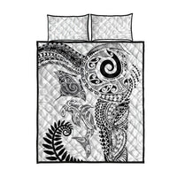 Aotearoa Maori Sea Animals Tribal Quilt Bed Set Manta Ray and Shark Moko Pattern White Color LT03 - Polynesian Pride
