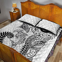 Aotearoa Maori Sea Animals Tribal Quilt Bed Set Manta Ray and Shark Moko Pattern White Color LT03 - Polynesian Pride