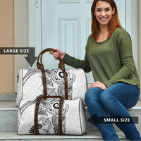 Aotearoa Maori Sea Animals Tribal Travel Bag Manta Ray and Shark Moko Pattern White Color LT03 - Polynesian Pride