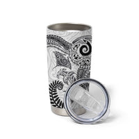 Aotearoa Maori Sea Animals Tribal Tumbler Cup Manta Ray and Shark Moko Pattern White Color