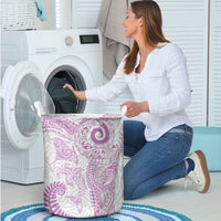Aotearoa Maori Sea Animals Tribal Laundry Basket Manta Ray and Shark Moko Pattern Pink Color LT03 - Polynesian Pride