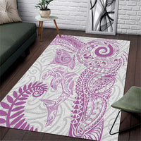 Aotearoa Maori Sea Animals Tribal Area Rug Manta Ray and Shark Moko Pattern Pink Color LT03 Pink - Polynesian Pride