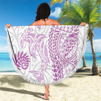 Aotearoa Maori Sea Animals Tribal Beach Blanket Manta Ray and Shark Moko Pattern Pink Color LT03 - Polynesian Pride